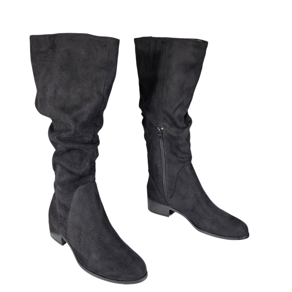 Charles by Charles David Knee High Boot sz 6M Women Guru Slouch Black Faux Suede
